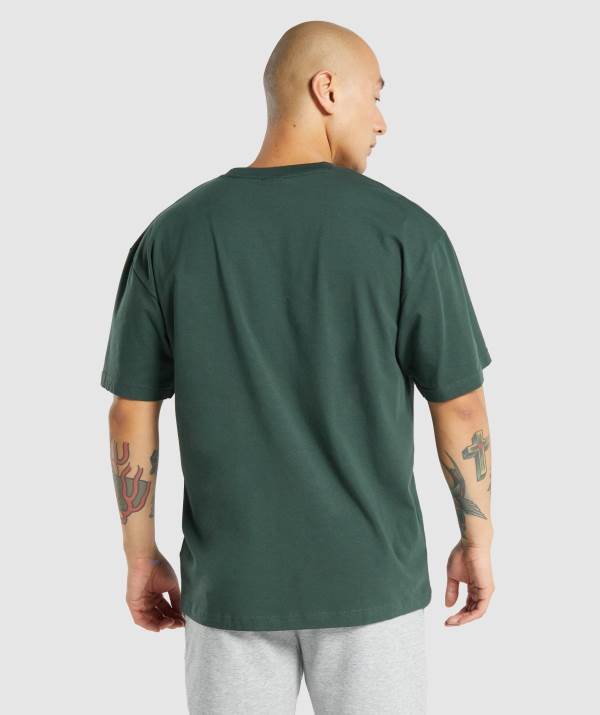 Panske Tricka Gymshark Essential Oversized Tmavo Zelene | VB6301952